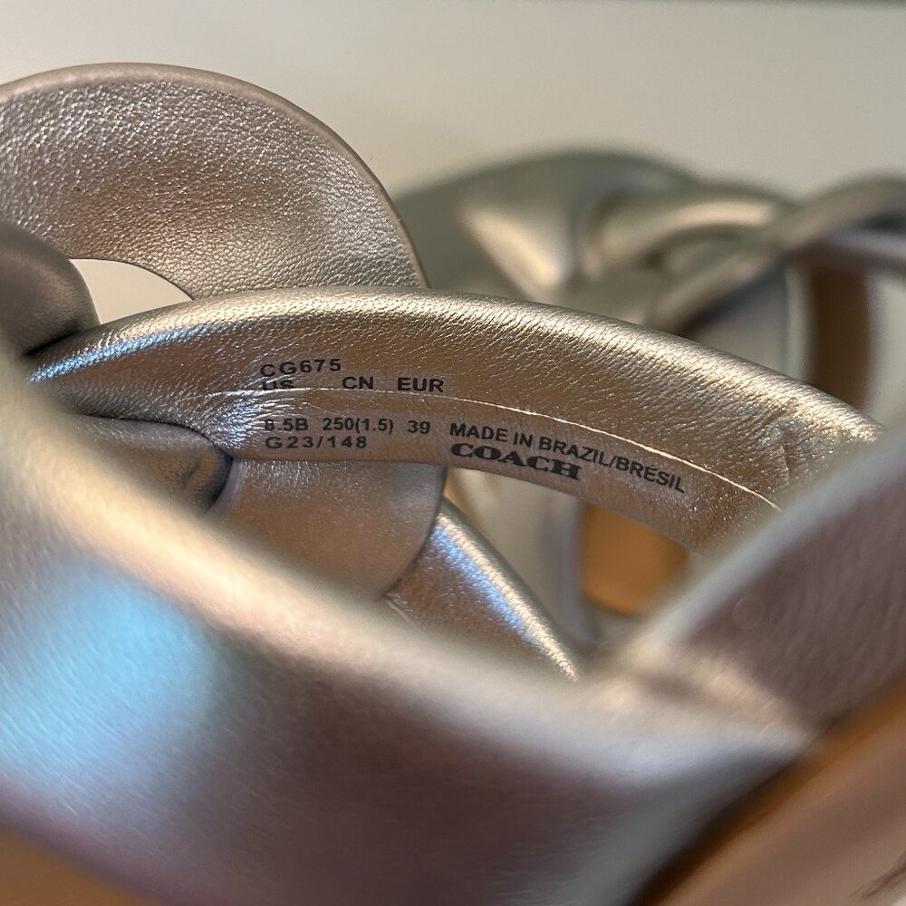 Coach Women's Kellie Metallic Leather High Heel Sandals - Picture 8 of 11